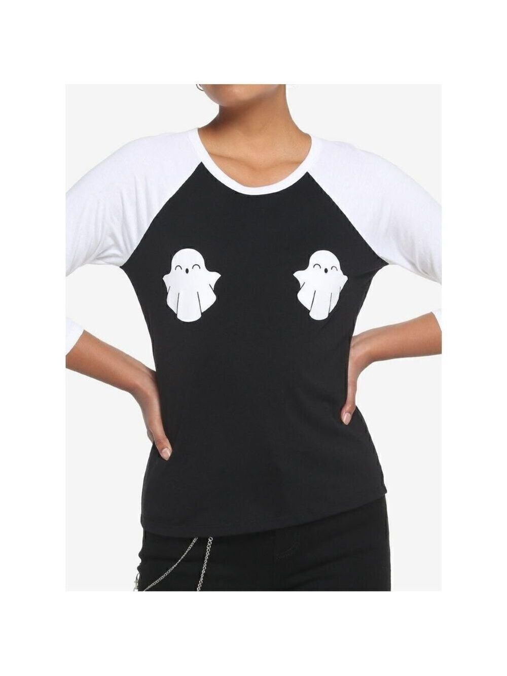 Smiling Ghost Girls Raglan T-Shirt (Med)
